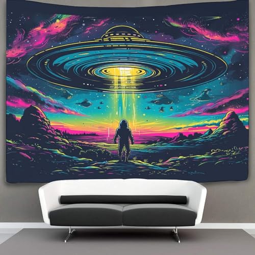 Couverture murale imprimée 3D OVNI en polyester fluide de salon - 3