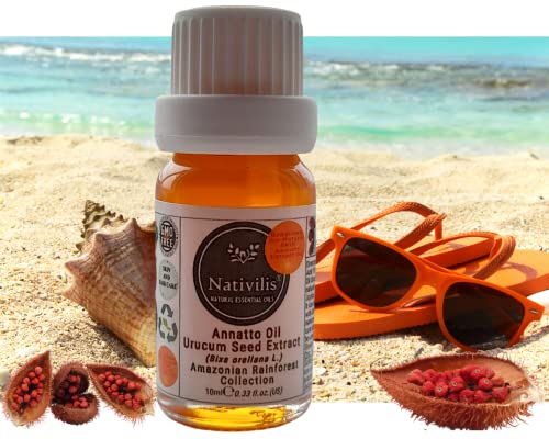 Nativilis Amazonian Urucum Seed Extract Annatto Oil (Bixa orellana L.) Emolient for Suncream Lotion, reddish, 10 ml (Pack of 1) - Image 2