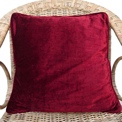 Beyondliving Decorative Cushion Cover Indian Decor Throw Pillow Maroon Sofa Velvet Case 24 X 24 Inches #TOP2