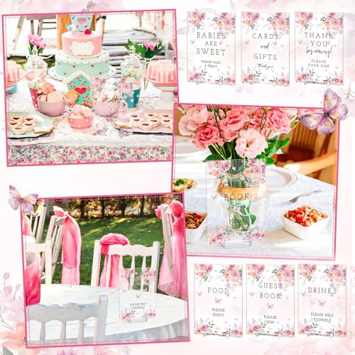 Image of Vercraft 6 Pcs Pink Floral Baby in Bloom Table Decorations