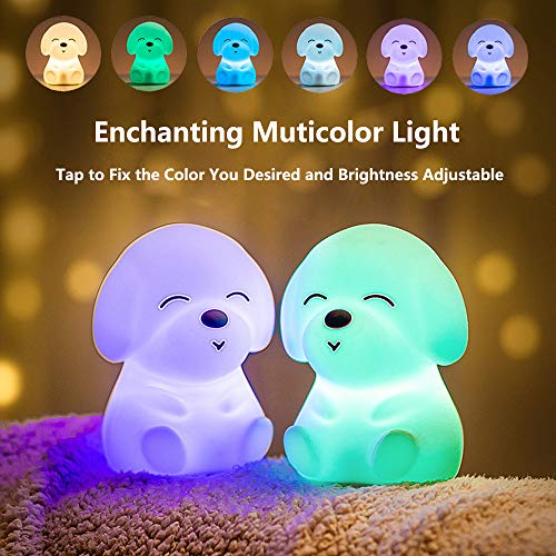 Kids Night Light, Remote Control Soft Silicone Puppy Dog Night Lamp Baby Nursery Night Lights Rechargeable, Color Changing Bedside Night Light For Children Infant Toddler Teen Girls Boys With Timer #TOP2