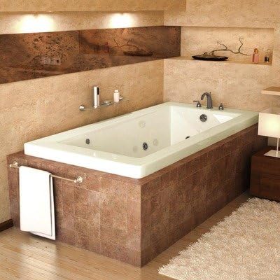 Guadeloupe 36 x 66 x 23" Rectangular Whirlpool Jetted Bathtub Color/Trim: Bone / Brushed Nickel, Options: Front Skirt Enclosure, Drain: Left