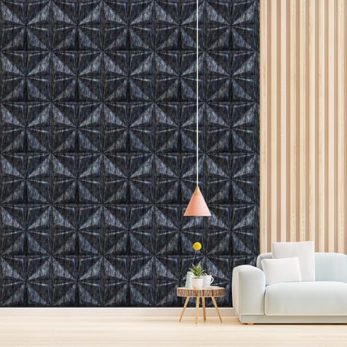 Image of Kayra Decor 3D PVC Wall Panel Bloom Design Thunder Black Color 19.7 inch x 19.7 inch (Pack of 40) - Covers 107.80 Sq. Ft.