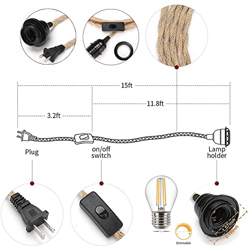 Waqia House Boho Plug In Pendant Light Hanging Handmade Macrame Lamp Shade With Cord, On/Off Switch, Chandelier For Bohemian Decor Bedroom Living Room, Warm White, 30X30X80Cm (Zx5561260D9Eo) #TOP2