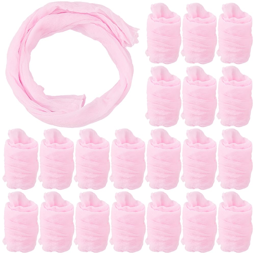 30Pcs 19.68 Yards Nylon Stocking Flower Fabric Pearl Pink Polyester Tensile Silk Tulle Crafting Kit Stockings Fabrics for Sewing Making Handmade Decorative Flowers Home Decor DIY Crafts