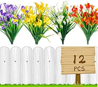Artificial flowers,12Pcs Fake Calla Lily Flowers Plants Outdoor Decorations,UV Resistant Faux Fake Plants Plastic Spring Flower Indoor Outside Hanging Planter Home Kitchen Garden Porch Decor (Multi)