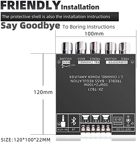 Módulo Amplificador De Potência De Áudio Bluetooth Zk-Tb21 2x50w + 100w 2.1 Canais