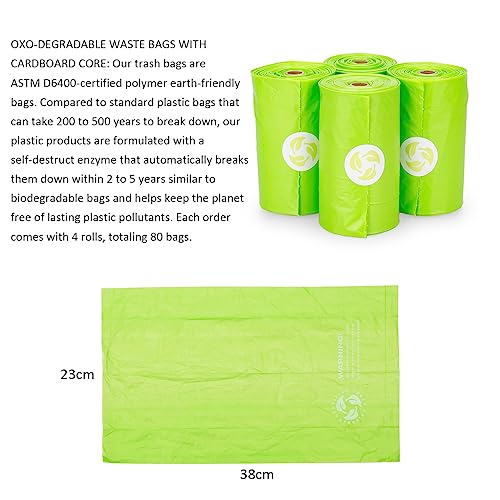 Image of Diaper Bag Dispenser with 80 Disposable Unscented Waste Bags (4 Refill Rolls) for Baby and Toddler Poop or Dirty Clothes (Arrow)