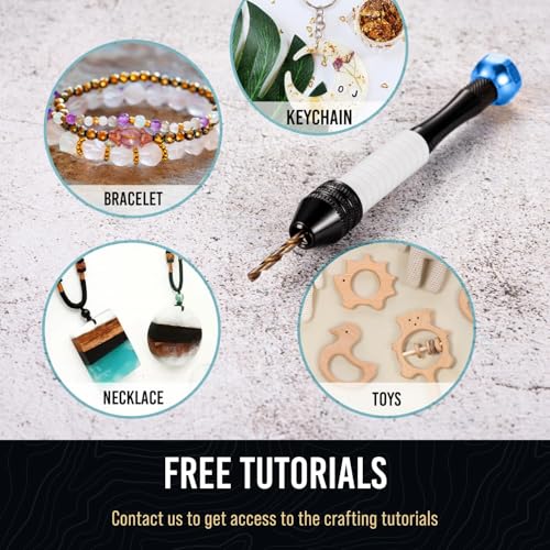 Craft911 Manual Craft Drill Sharp HSS Micro Mini Twist Drill Bits Set, Pin Vise Hand Drill for Jewelry Making; Small Hand Drill for Resin, Rotary Tools for Wood, Jewelry, Plastic, Miniature - Blue - Image 6