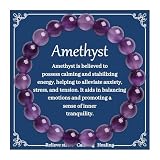 Aeogea Amethyst Beadeds Bracelet for Women Ladies 8mm Beads Chain Stretch Bracelet Modern Style Crystals Healing Gifts for Mum Sister In Law Auntie Jewellery Adjustable (Amethyst)
