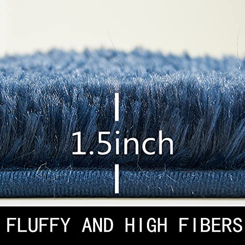 Area Rugs For Bedroom Living Room, 4Ft X 4Ft Navy Blue Circle Fluffy Rug For Kids Room, Shaggy Throw Carpet For Nursery Room, Fuzzy Plush Rug For Dorm, Cute Room Decor For Girls Boys Room #TOP6