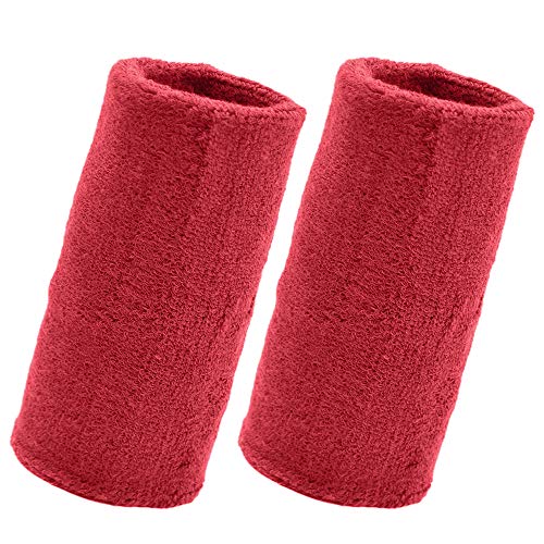 Image of Play2Fit 4 Cotton Wristband (2 Pair) Soft Sweatband For All Sport, Stretchable, Sweat Absorbent Supports Wrist Made In India (Red, 5 Inch)