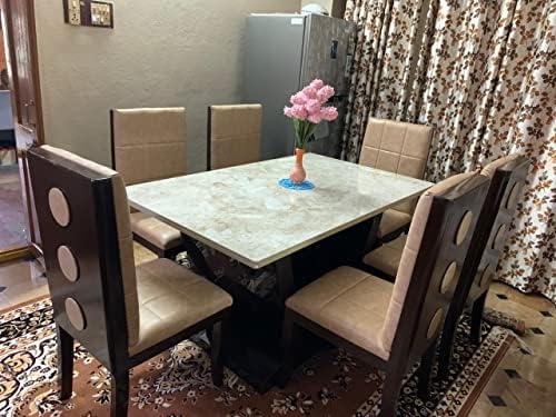 Taxzek Modern V-Shaped Dining Table with Marble & Modern Curved Chairs ...