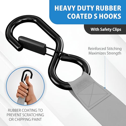 Handt 4ARS-PARENT Retractable Ratchet Straps (2Pk) 1In X 6Ft - 1,500Lb Break Strength, Heavy Duty Tie Down Automatic Self Ratcheting Strap Downs Push Button Retracting thumb #2