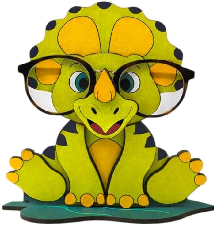 Image of PANAH Cute Dino Eyeglass Holder | Kids Spectacle Stand & Pen Holder | Cartoon Dinosaur Desk Organizer for Study Table | Durable MDF | Fun for Children