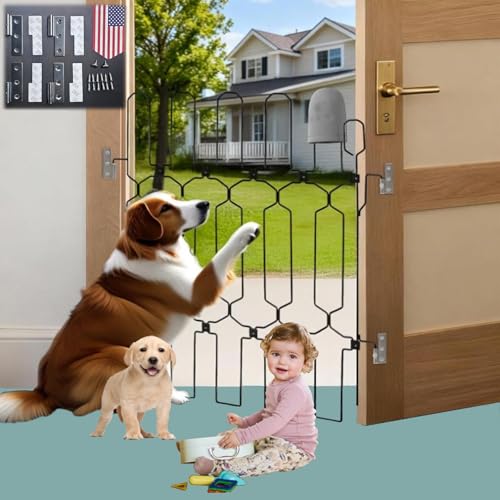 28.4 inch Retractable Pet Door, Adjustable Metal Gate, Front Door Safety Dog Door, RV Retractable...