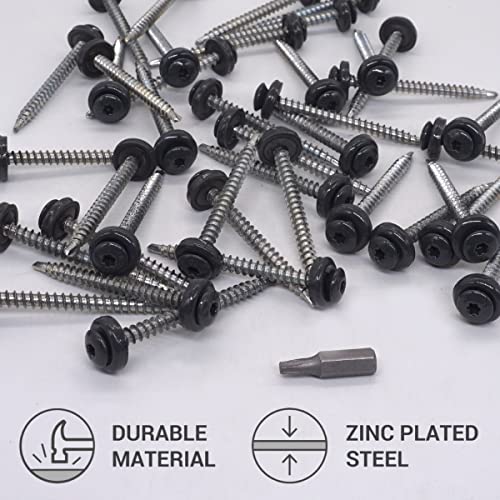 SKIR'CO (20 pcs) Metal Roofing Screws, 4.8 x 60 mm Painted Self-Drilling Screws With EPDM Washers, Torx Head (Anthracite Grey RAL 7016) - Image 3