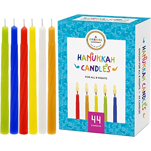 The Dreidel Company Menorah Candles Chanukah Candles 44 Colorful Hanukkah Candles for All 8 Nights of Chanukah (Single-Pack) The Dreidel Company Menorah Candles Chanukah Candles 44 Colorful Hanukkah Candles for All 8 Nights of Chanukah (Single-Pack)