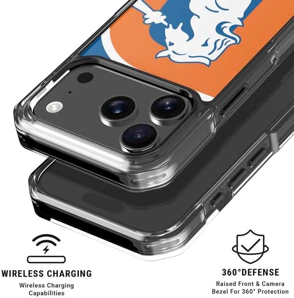 Skinit Clear Phone Case Compatible with iPhone 17 Pro - Officially Licensed NFL Denver Broncos Retro Logo Design