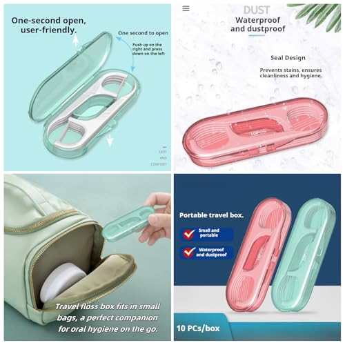Lot de 5 étuis de voyage pour cure-dents avec 50 bâtons de cure-dents de qualité supérieure – Support pour cure-dents pour le nettoyage des dents, mini accessoires essentiels de voyage pour femmes et hommes (vert + rose) – Image 5