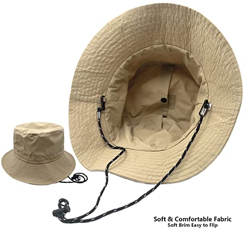 Image of woogwin Waterproof Bucket Rain Hat with Chin Strap Quick Dry Packable Boonie Sun Hat Safari Hat UV Protection