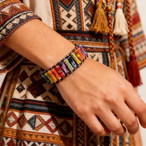 Image of Plumiss Women Boho Handmade Natural Stone Crystal Leather Bead Wrap Bracelets Collection