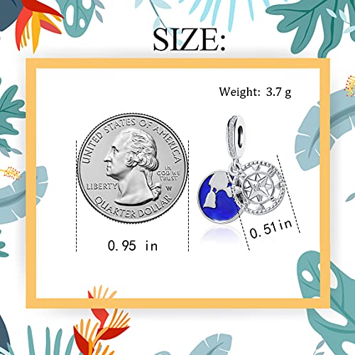 Image of Spinning Globe Airplane World Map Bule Earth Dangle Charm Bead for European Bracelet Birthday Graduation Gifts for Her