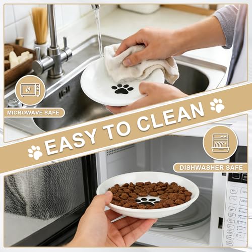 Katzennapf Erhöht, 2 Stück Katzennapf Keramik mit Napfunterlage Silikon Und Metallständer, Zervixschutz-Katzennapfs, Katzennäpfe für Futter Wasser (2)