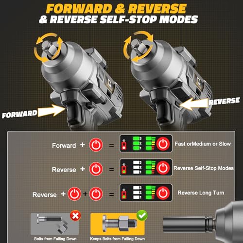 Cordless Impact Wrench 1/2 inch for Dewalt Battery, 750FT-LBS (1000N.m) Brushless Electric Impact Gun Includes LED Work Light, High Torque Impact Driver, Bare Tool Only