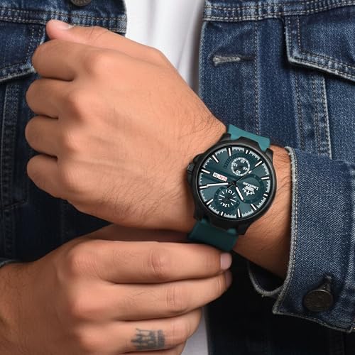 Image of LIMESTONE Men's Analog Quartz Watch with Day & Date Display, Leather /Silicone Strap - Casual & Formal Wrist Watch for Men