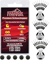 Paradox Fishing 60 Premium Schnurstopper aus Silikon - 3 Größen S/M/L je 20 Stück 5X Gummiperlen 4mm - Schnurstopper Angeln Gummistopper Angeln - für Posen