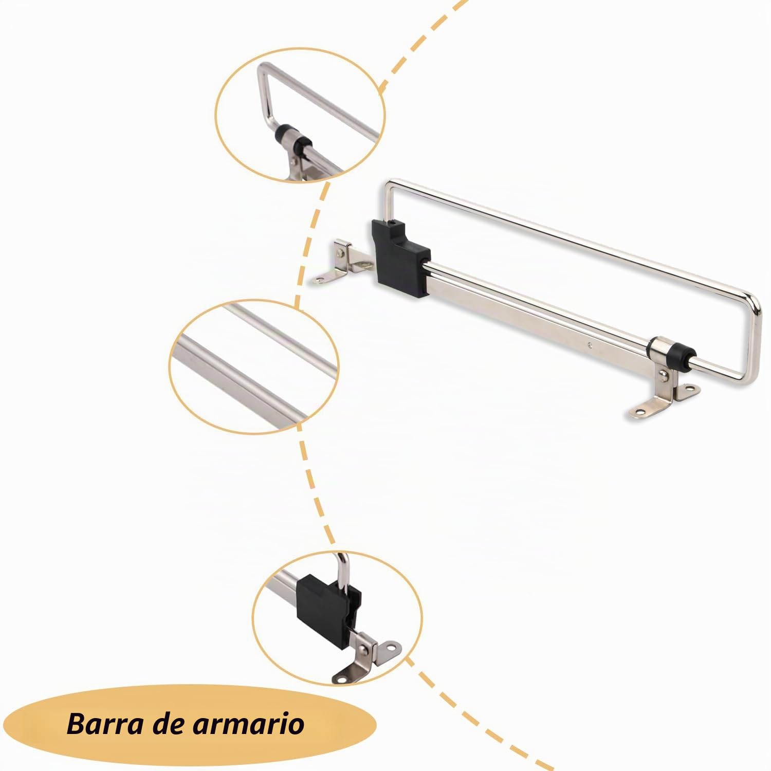 Barra para Ropa Extensible, 2 piezas Percha Retráctil, Barra para Ropa de 25 cm, Cajón de Percha Retráctil, Barra para Armario de Acero Inoxidable, con Tornillos, Plateado