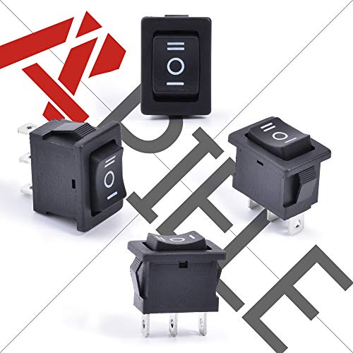 APIELE 6 Stücke Kippschalter,3 Position EIN-Aus mit SPDT 3 Pins Wippschalter,250V 6A Taste Rocker Kippschalter Für Häuser, Industrie,DIY KCD1-2-103 (EIN-Aus-EIN Schwarz)