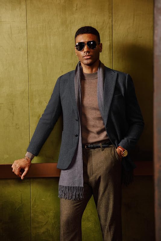 PJ PAUL JONES Mens Herringbone Tweed Sport Coat Vintage Wool Blend Two Button Blazer Jacket with Pockets3