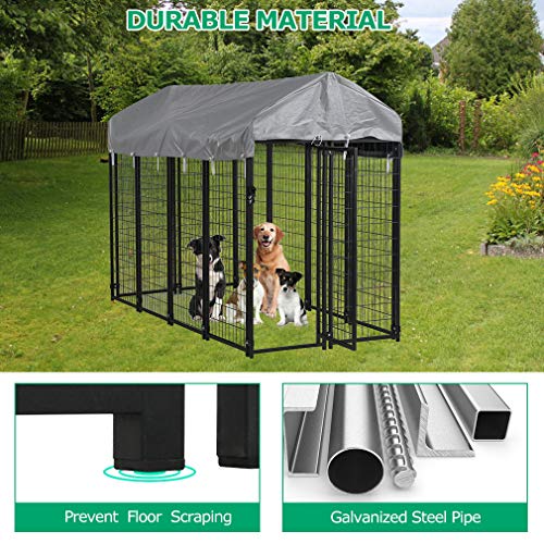 Bestpet Large Dog Kennel Dog Crate Cage, Extra Large Welded Wire Pet Playpen With Uv Protection Waterproof Cover And Roof Outdoor Heavy Duty Galvanized Metal Animal Pet Enclosure For Outside #TOP2
