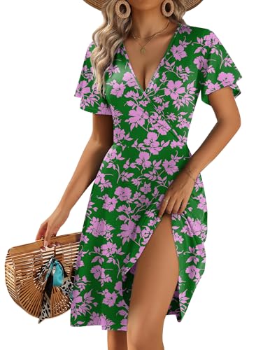 Image of Zeagoo Womens Summer Dresses Wrap V Neck Dress Floral A-Line Ruffle Sleeve Casual Sundress with Pockets 2026
