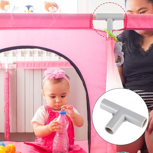 Image of 2pcs Baby Playpen Parts T-Shaped Joint, Baby Playpen Replacement Parts T Connector 0.7in in Inner Diameter 3-Way Accessories for Play Yard