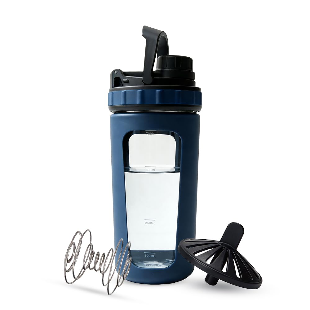 Glass Shaker Cup Odorless BPA Free– Glass Shaker Bottle for Protein 26oz Durable Borosilicate Glass, Leak-Proof & BPA-Free – Ideal for Creamy Protein Shakes, Smoothies & Workout Drinks (Steel Blue)-image-32
