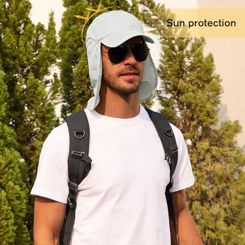 Image of American Trends Mens Sun Hat with Neck Flap, UV Protection Outdoor Flap Hat, Packable Soft Fishing Hiking Gardening Hat