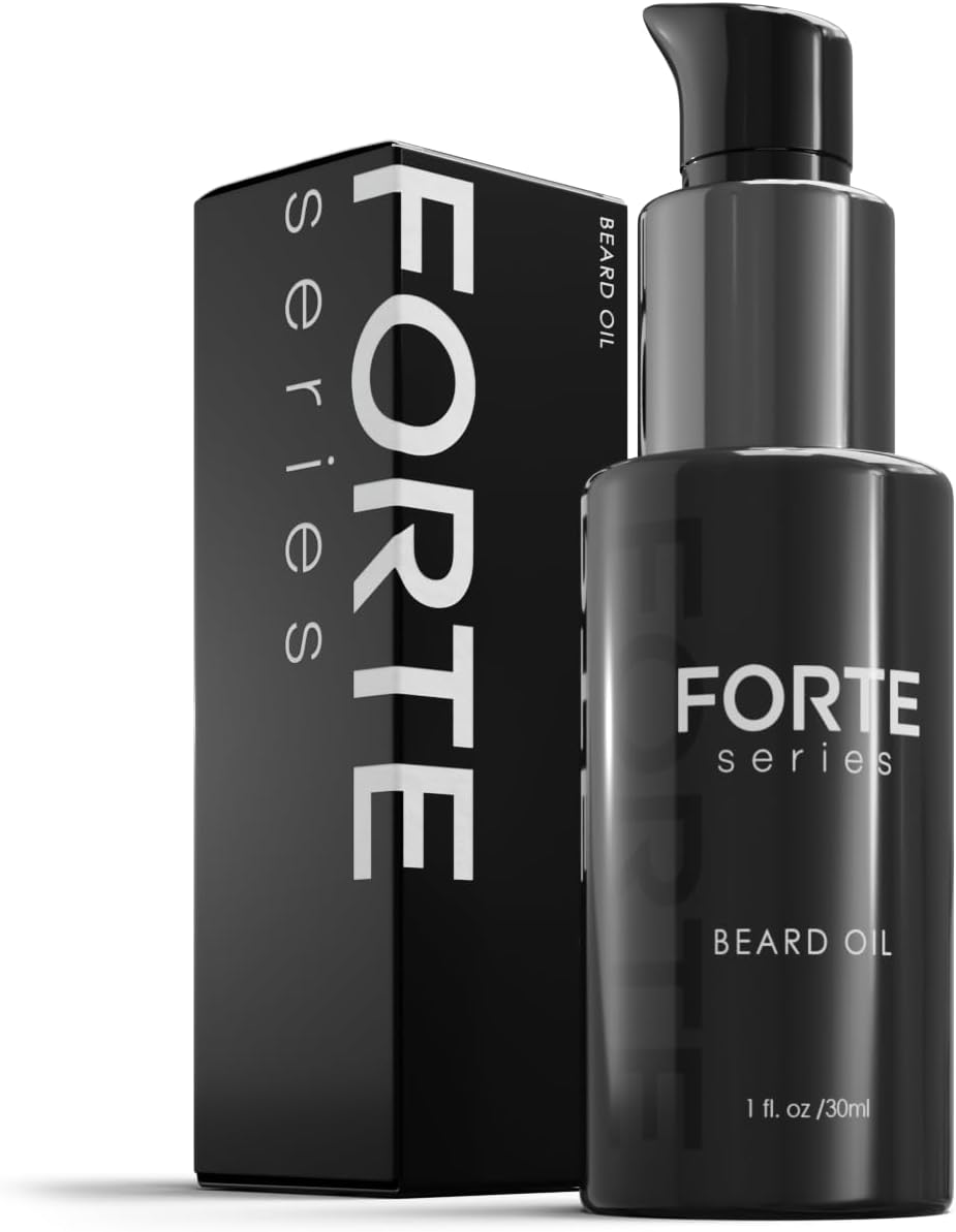 Forte Series Premium Beard Oil with Hydrating Oils and Vitamin E for Soft, Healthy Facial Hair, Black