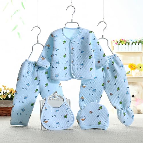 Image of Presents New Born Baby Winter Wear Printed Baby Clothes 5Pcs Sets 100% Cotton Boys Girls Unisex Baby Cotton /Winter or Flannel Suit Infant Clothes