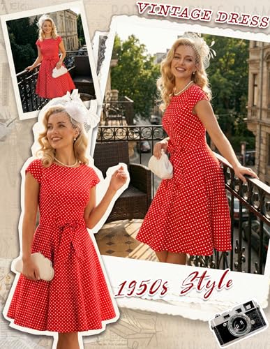 Image of Dressystar Women's Vintage 1950s A Line Cap Sleeve Cocktail Party Dress