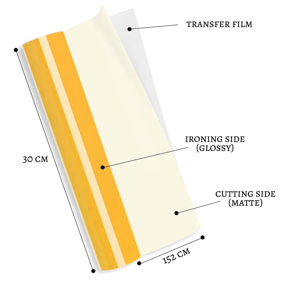TECKWRAP Winyl termotransferowy do tkanin 152 x 30 cm, prasa termotransferowa, rolka winylowa, do samodzielnego wykonania projektów i t-shirtów (żółty)