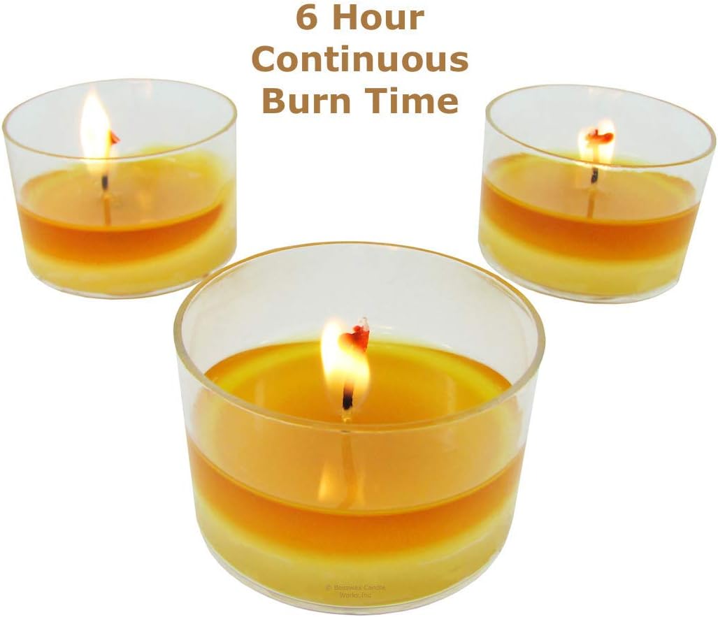 Beeswax Candle Works, 8-Hour Tea Lights (Pack of 18) 100% USA Beeswax