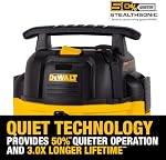 DEWALT 6 Gallon STEALTHSONIC Shop Vacuum Wet and Dry DXV06PL-QT, Ultra Quiet 4 Peak HP Wet Dry Vac for Jobsite & Workshop