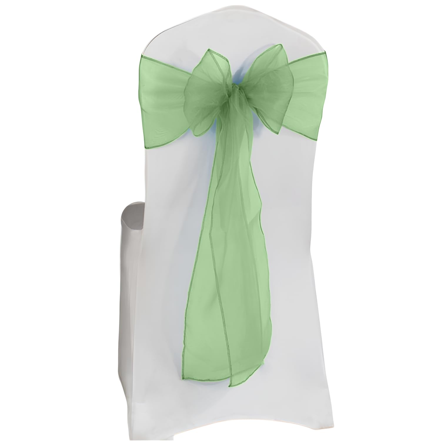 Elegant Event Essentials – Set of 100 - Organza Chair Tie Sashes - Wider Fuller Cover for Wedding Decorations, Birthday, Banquets & Party Events - Chair Cover Sheer Bows, Ribbon - Mint Green