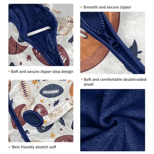 American Football Basketball Toddler Fleece Jacket Girl Boys Hooded Fleece Jacket Coat Warm Outwear Zip-up 3-10T3