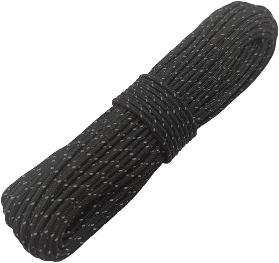 2mm Reflective Guyline Camping Paracord, Ultralight Thin Cord Rope for Tarp Rain Fly Tent Camping, 65 Feet (Black) 2mm Reflective Guyline Camping Paracord, Ultralight Thin Cord Rope for Tarp Rain Fly Tent Camping, 65 Feet (Black)