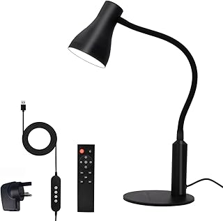 CeSunlight LED Desk Lamp with USB Charging Port, 3 Lighting Modes and 6 Brightness Levels, 10W Flexible Gooseneck Table Lamp for Living Room and Study, Remote Control, Adapter Included (Black)