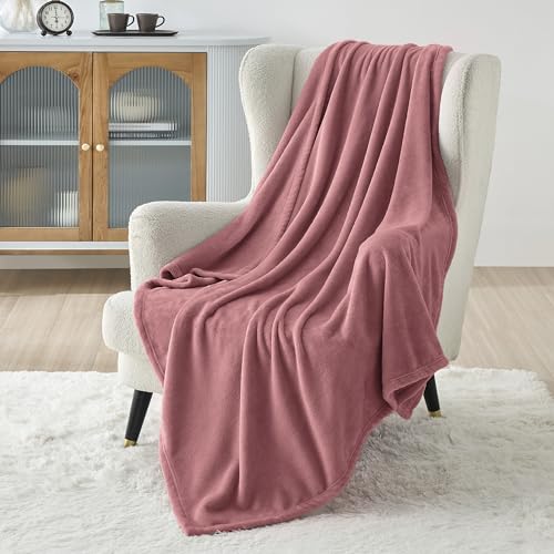 Image of Bedsure GentleSoft Fleece Throw Blanket for Couch Dusty Rose - Lightweight Plush Fuzzy Cozy Soft Blankets and Throws for Sofa, 50x70 inches